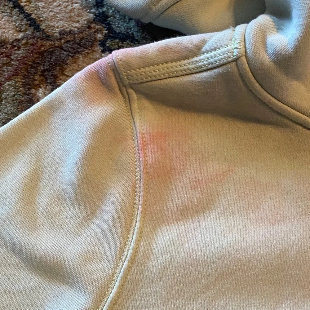 Carhartt light green Hoodie with Blue Logo and Sleeve Print XS - Picture 2 of 8